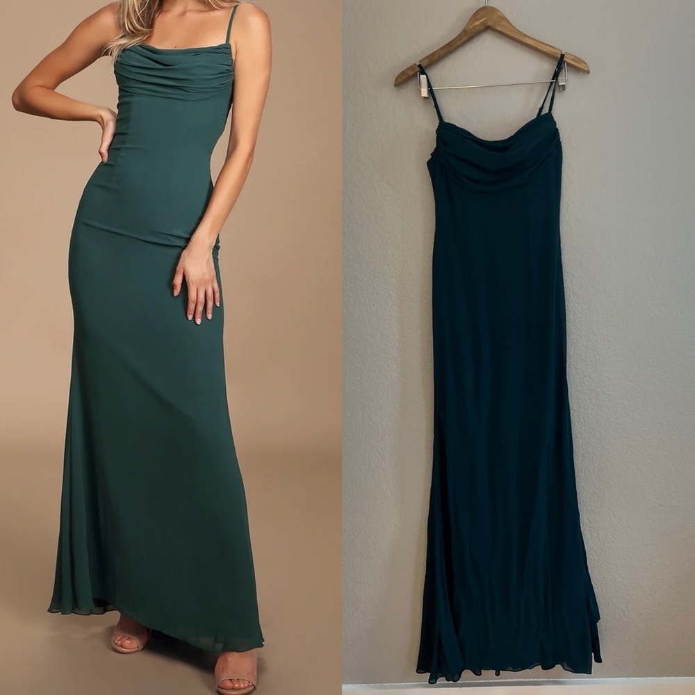 NWOT Captivated Emerald Green Cowl Neck Maxi Dress